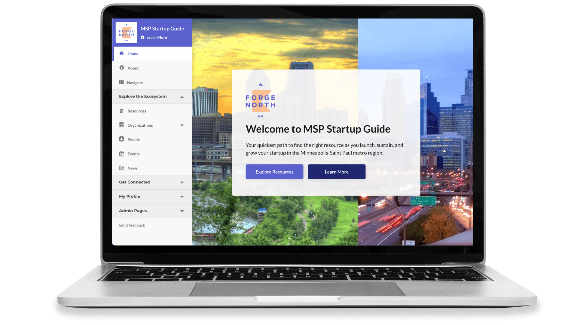 A mockup of a web platform