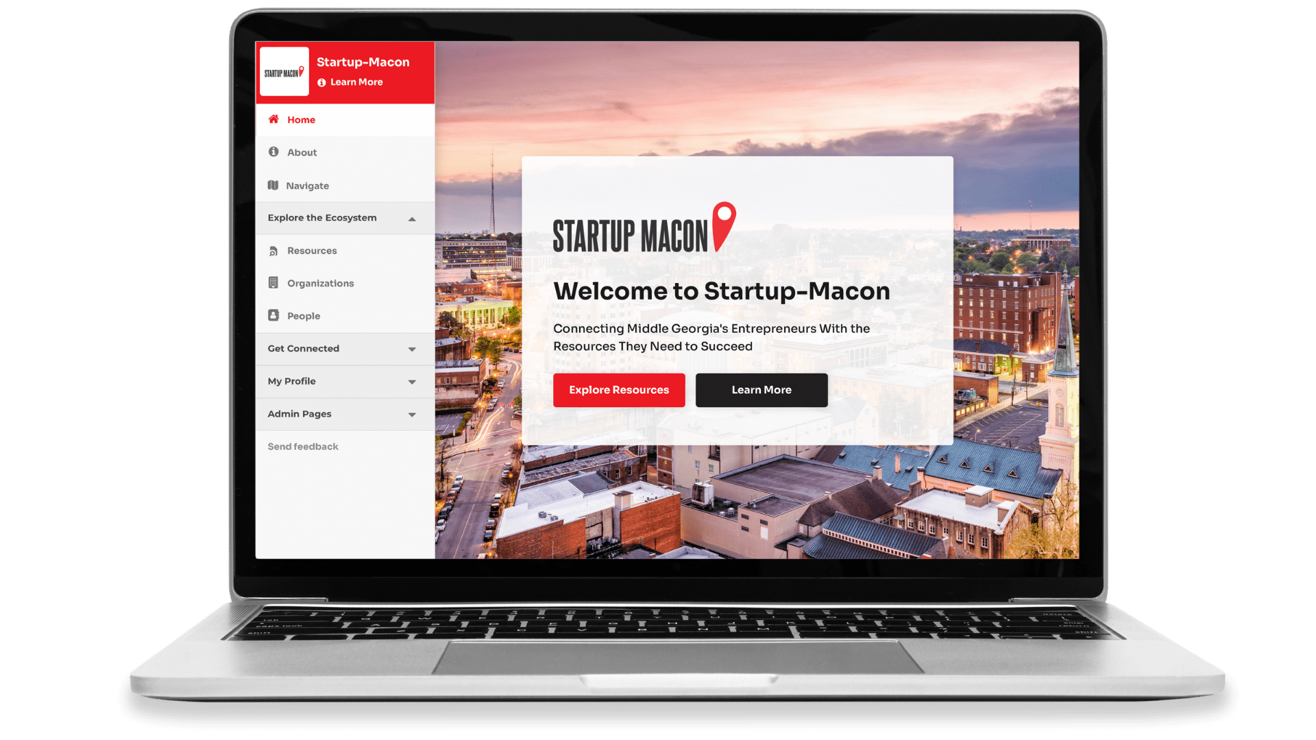 A mockup of a web platform