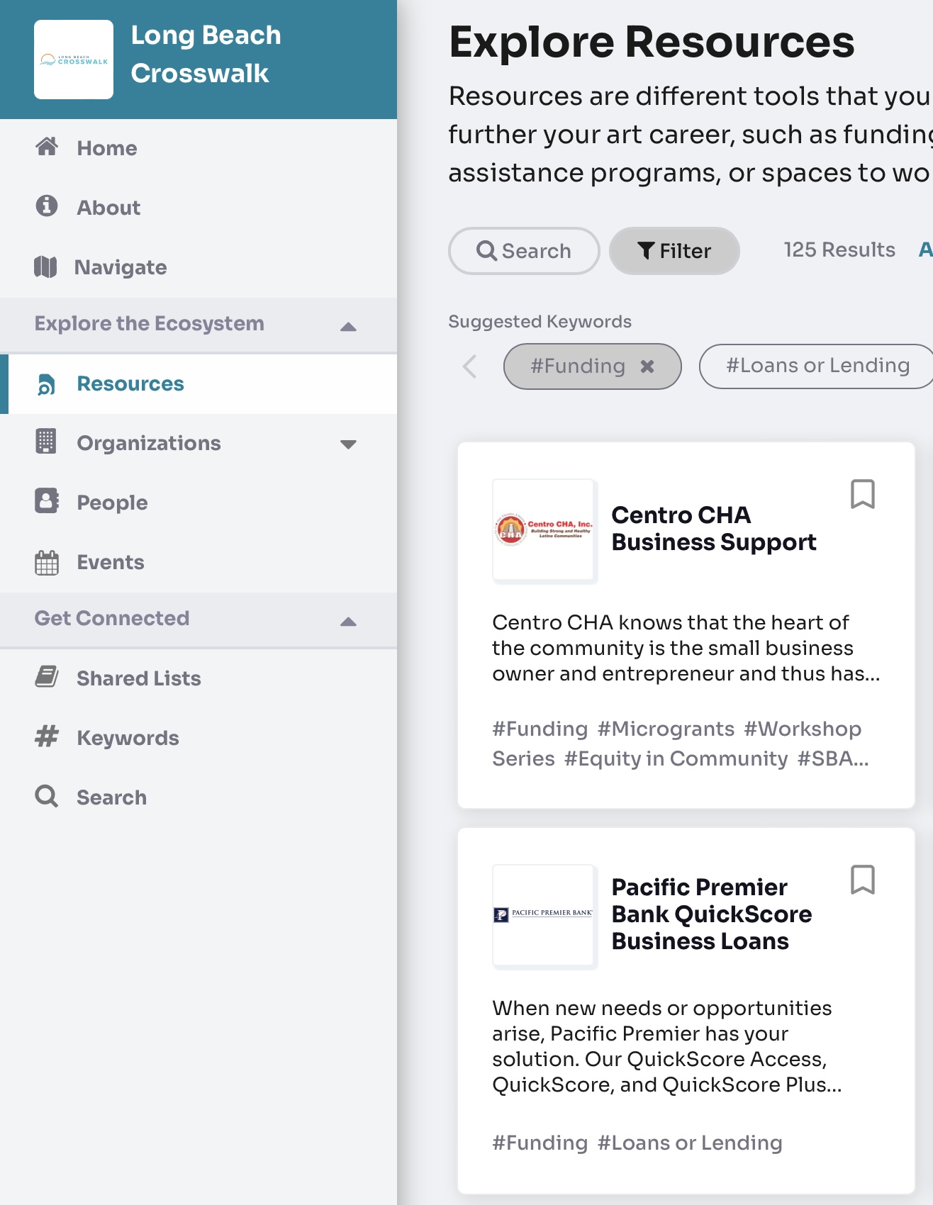 A mockup of a page with resources