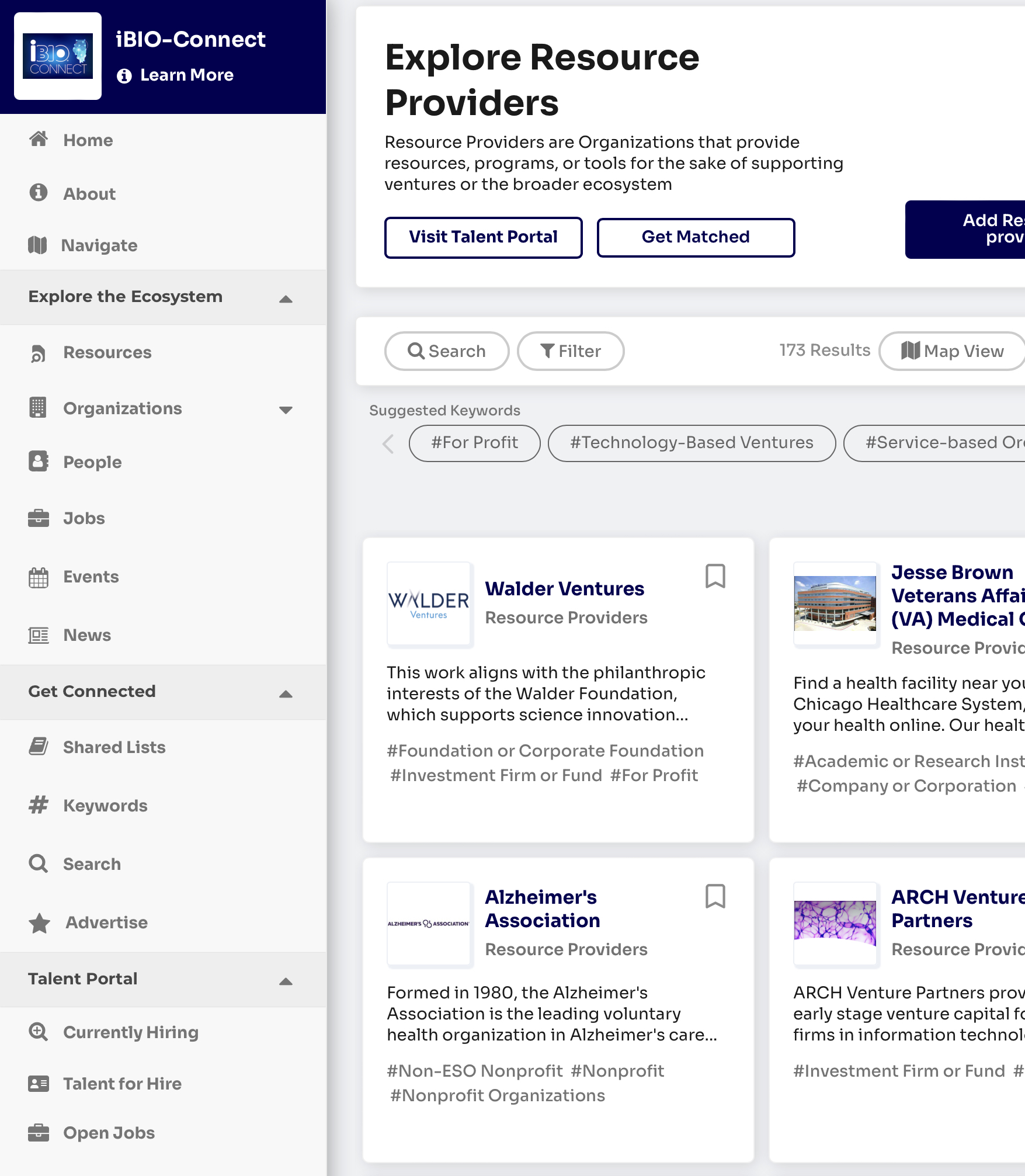 A mockup of a page with resources
