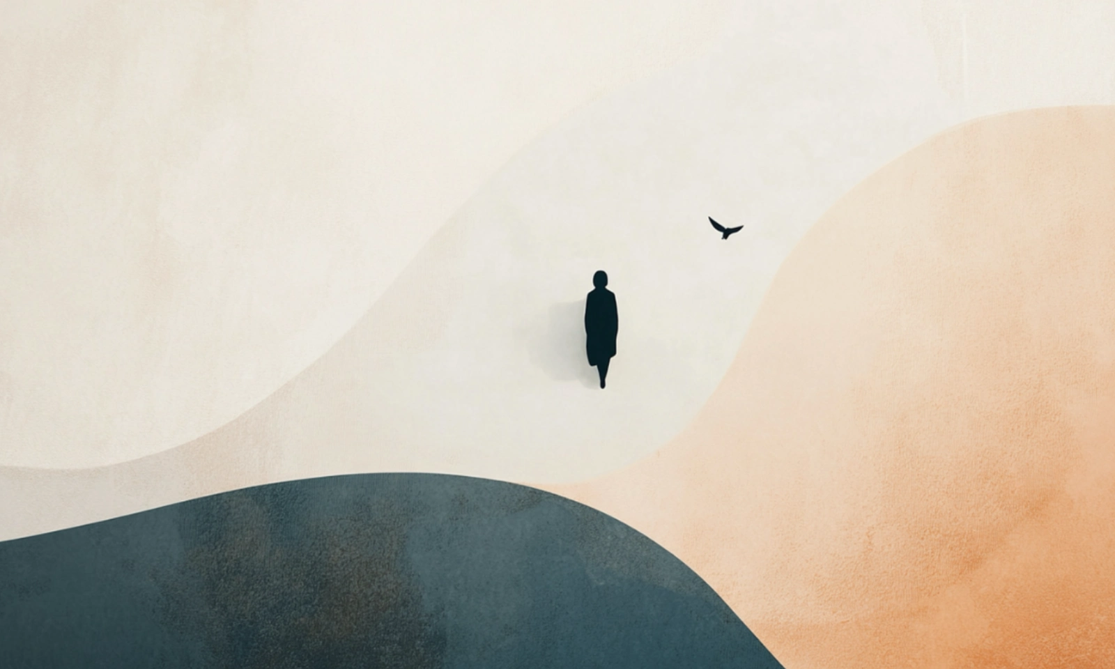 Abstract image of a person standing in landscape