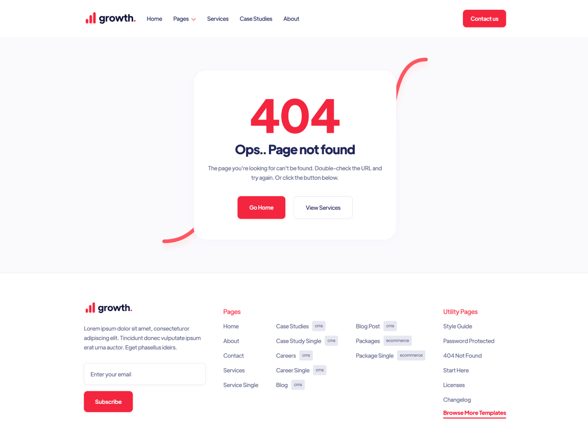 404 Not Found - Growth Webflow Template
