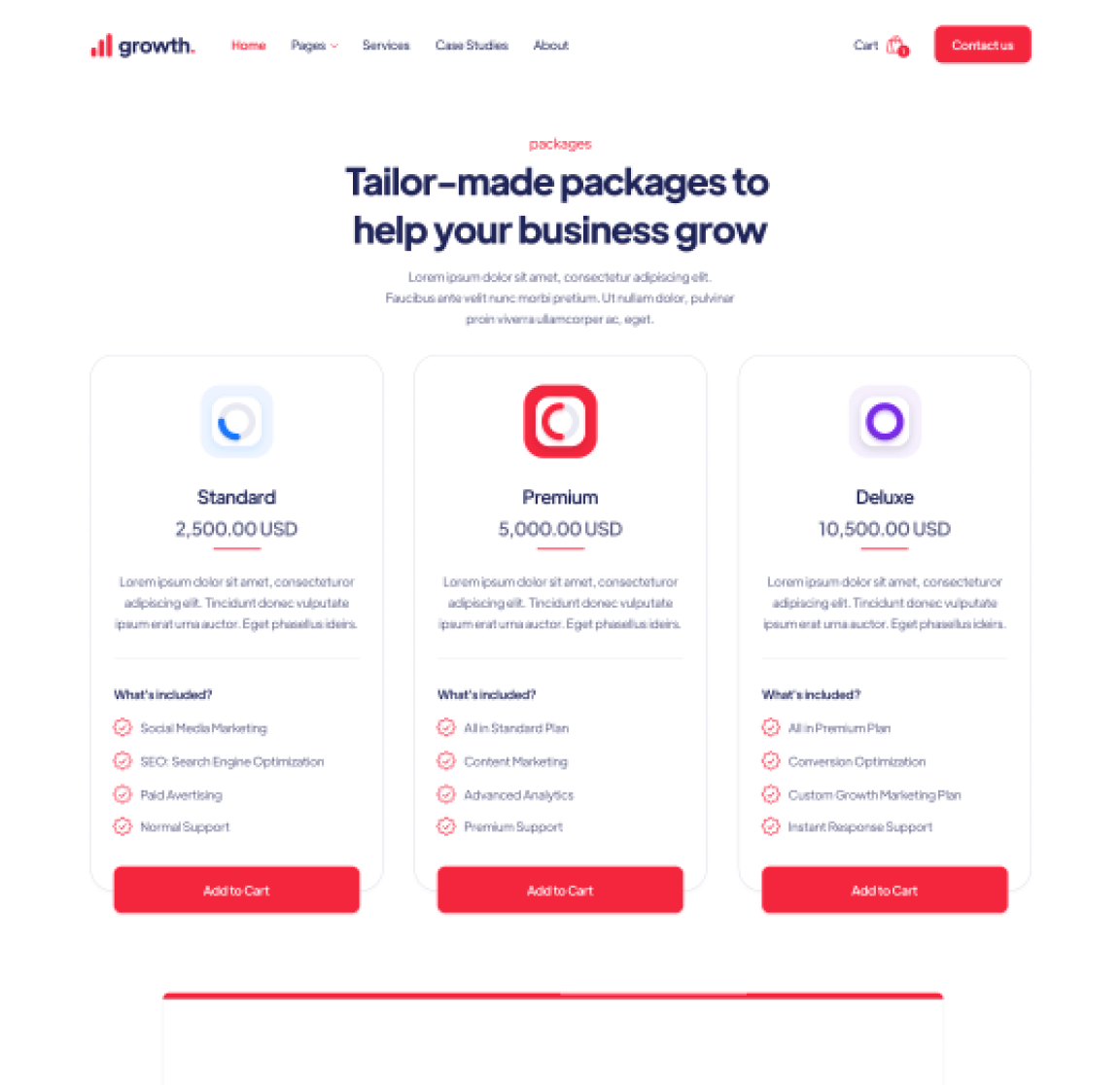 Packages - Growth Webflow Template
