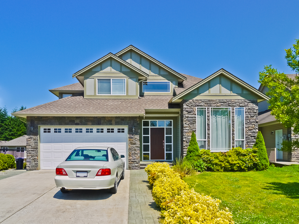 Home with parked car