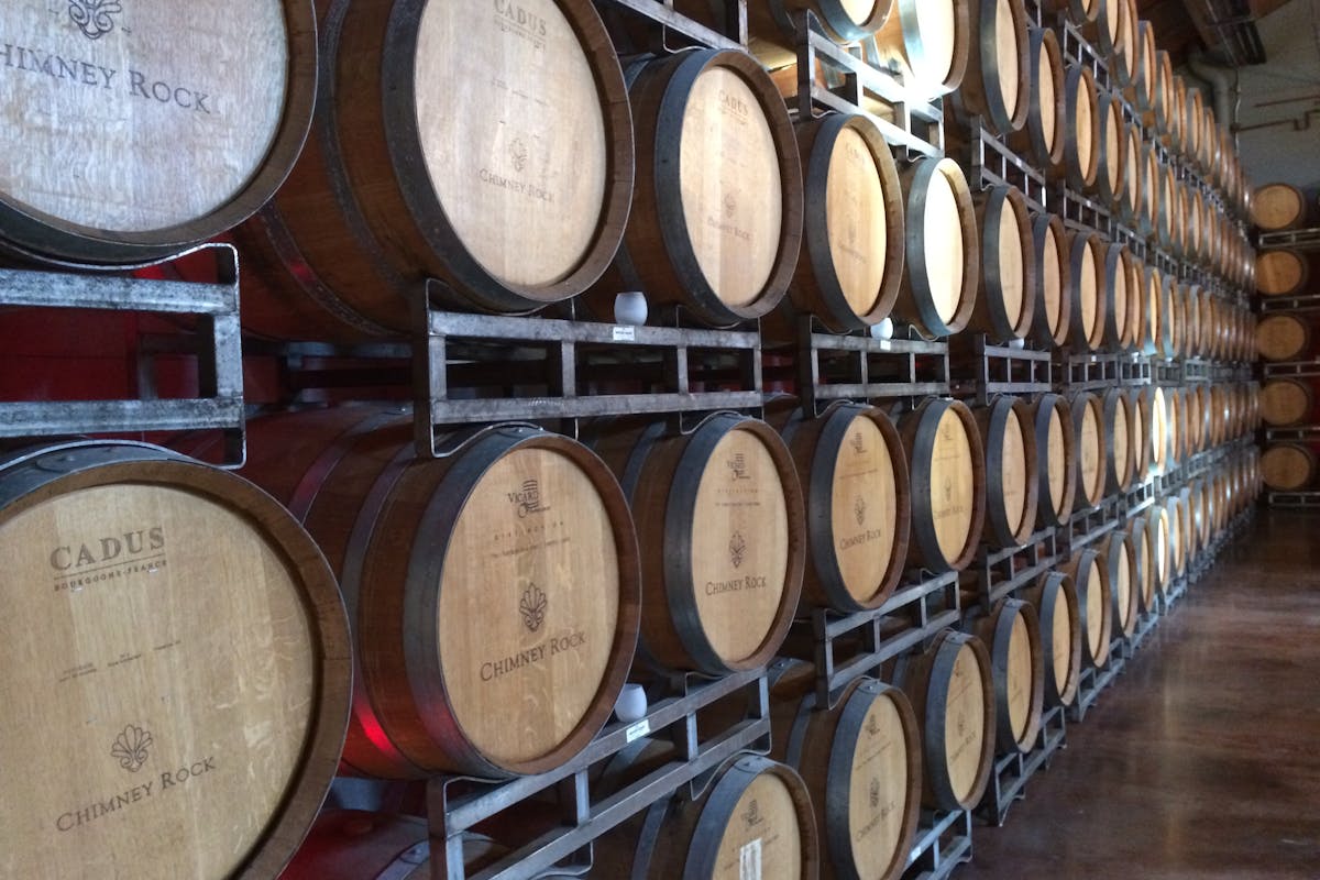 A bunch of wine in a cellar for wine barrels