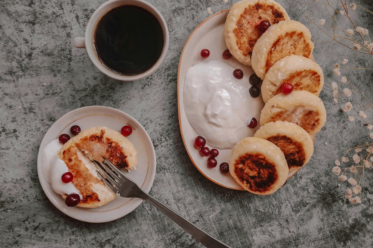 A couple plates of food sitting on a table