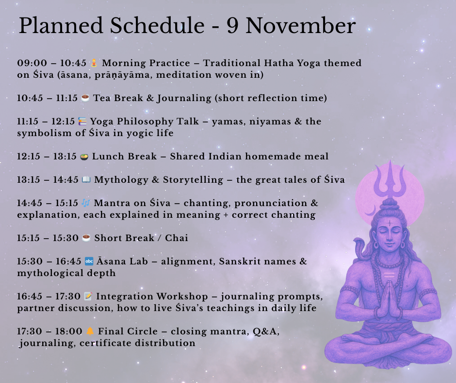 schedule roots of yoga yogic spirits shiva