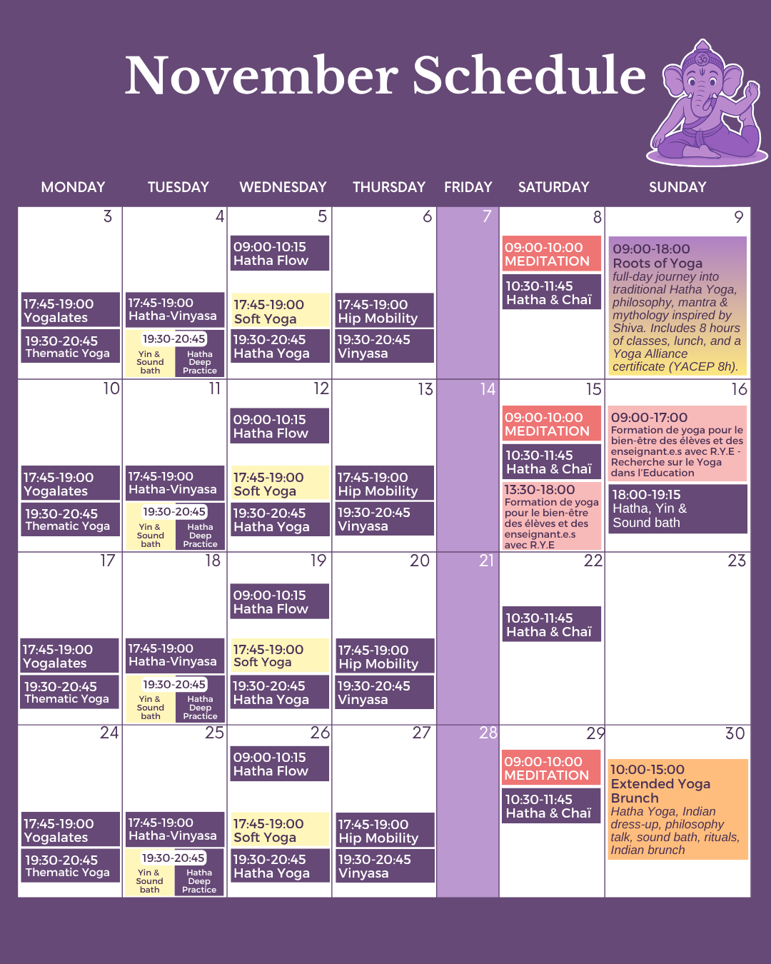 yogic spirits september schedule
