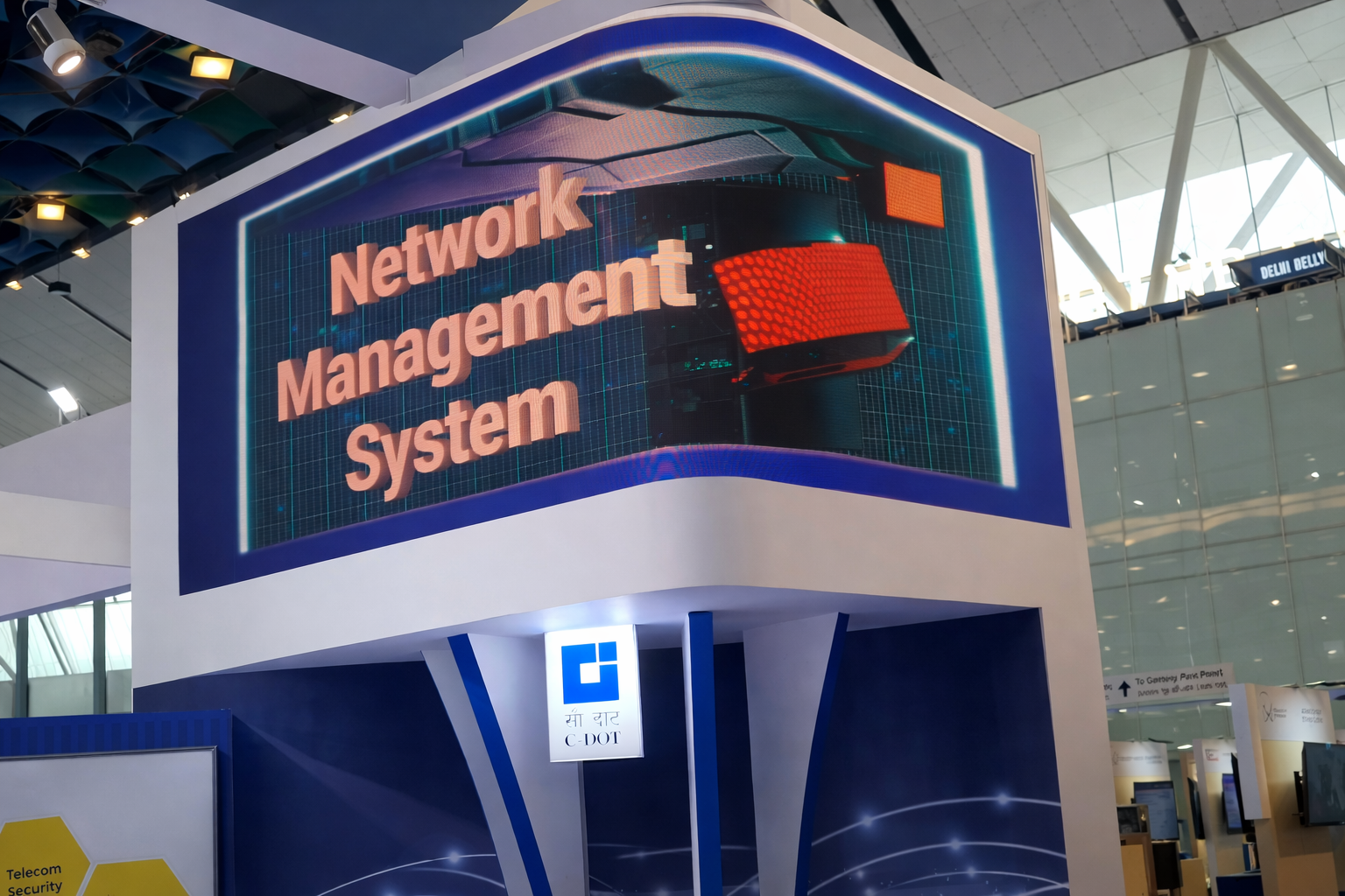 Wide technology showcase display at C-DOT booth