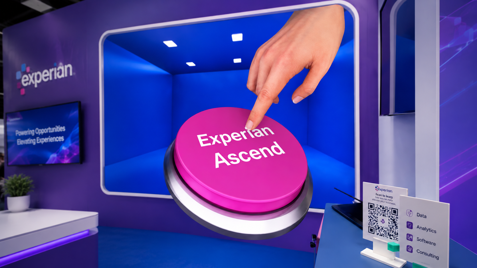Anamorphic content display at Experian booth GFF 2025