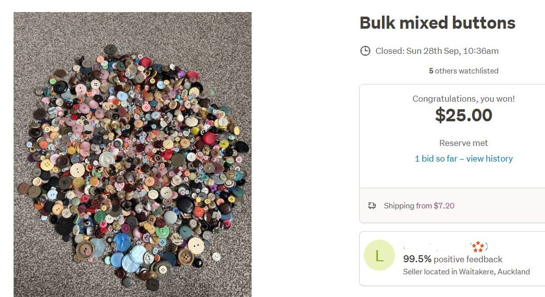 Buttons bought on auction site