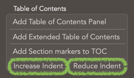 Increase indent and Reduce Indent tools are shown