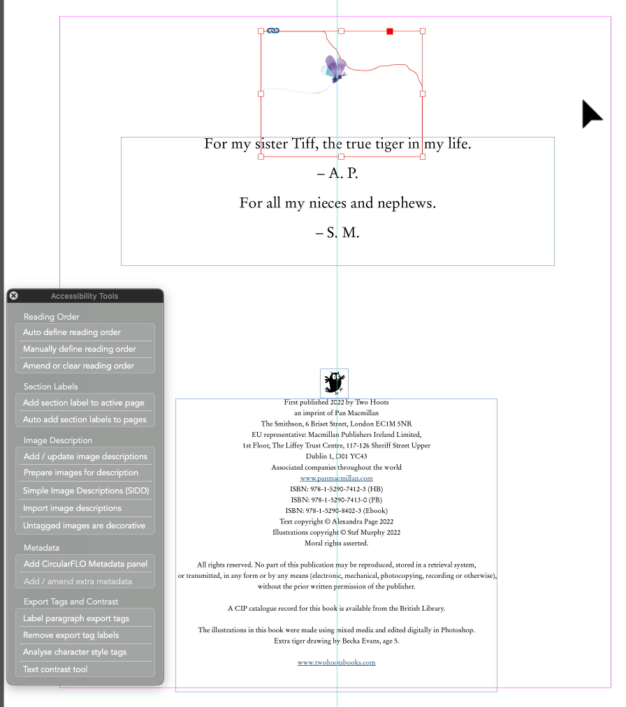 Two figures and two text frames automatically have their reading order marked based on page posaition from top to bottom 