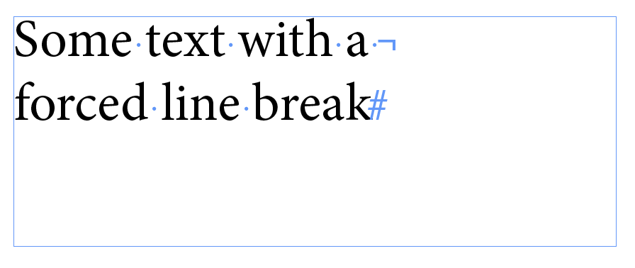 A paragraph of text in InDesign with a forced line break added to balance the line lengths.