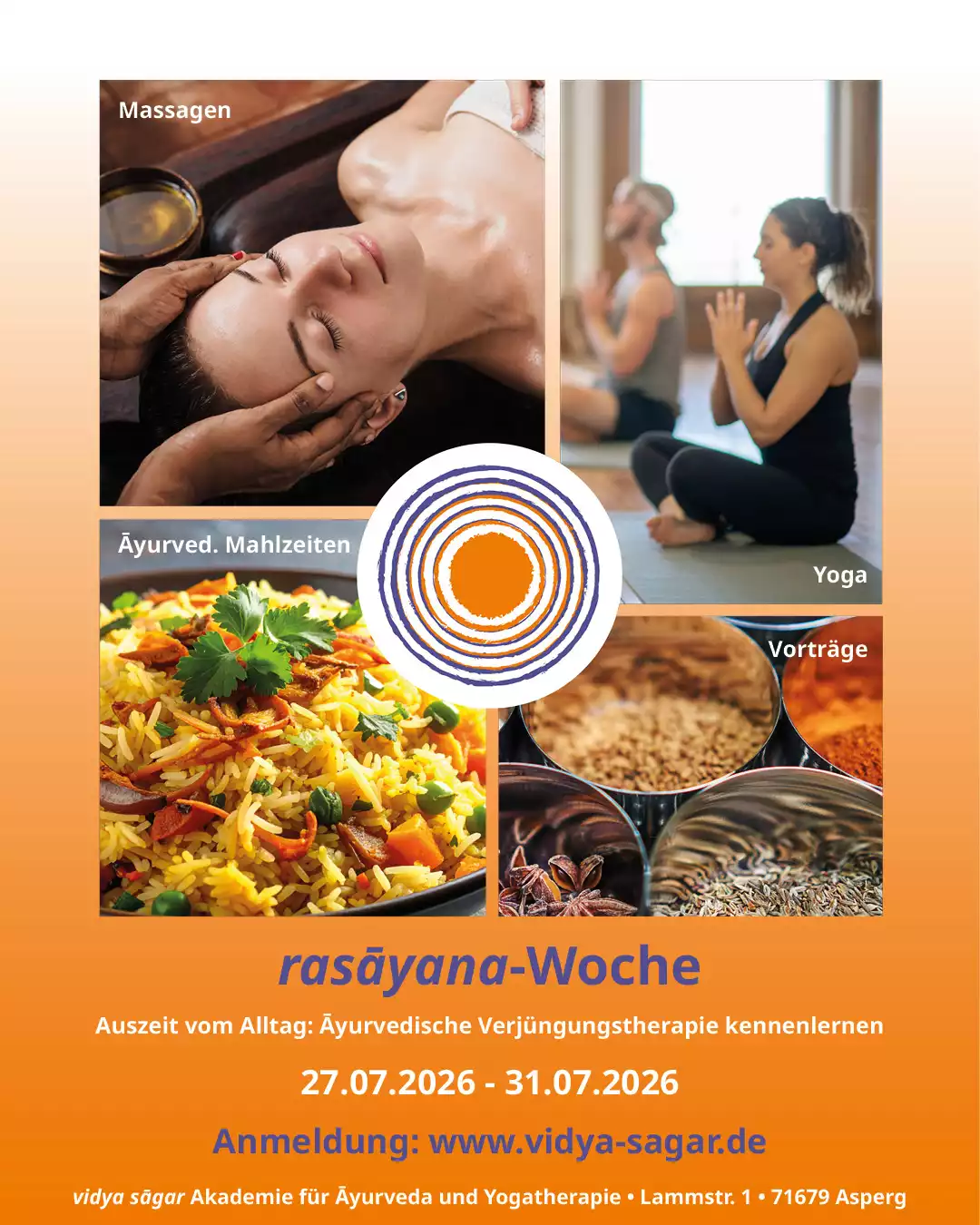 27.07. - 31.07.2026 rasāyana-Woche: āyurvedische Verjüngungstherapie zum Kennenlernen 