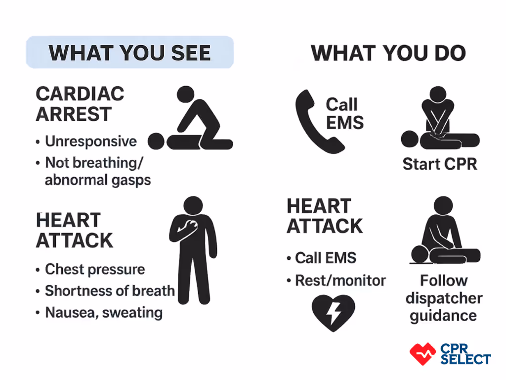 cardiac arrest vs heart attack