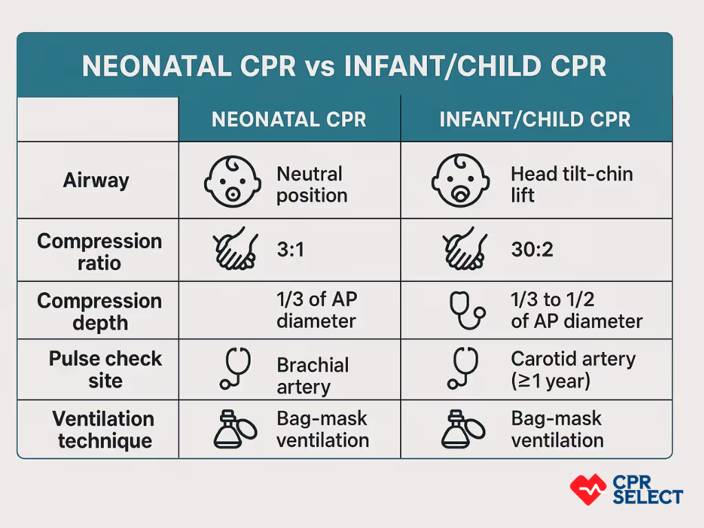 newborn vs infant cpr