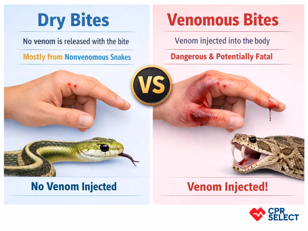 venomous bites vs dry bites