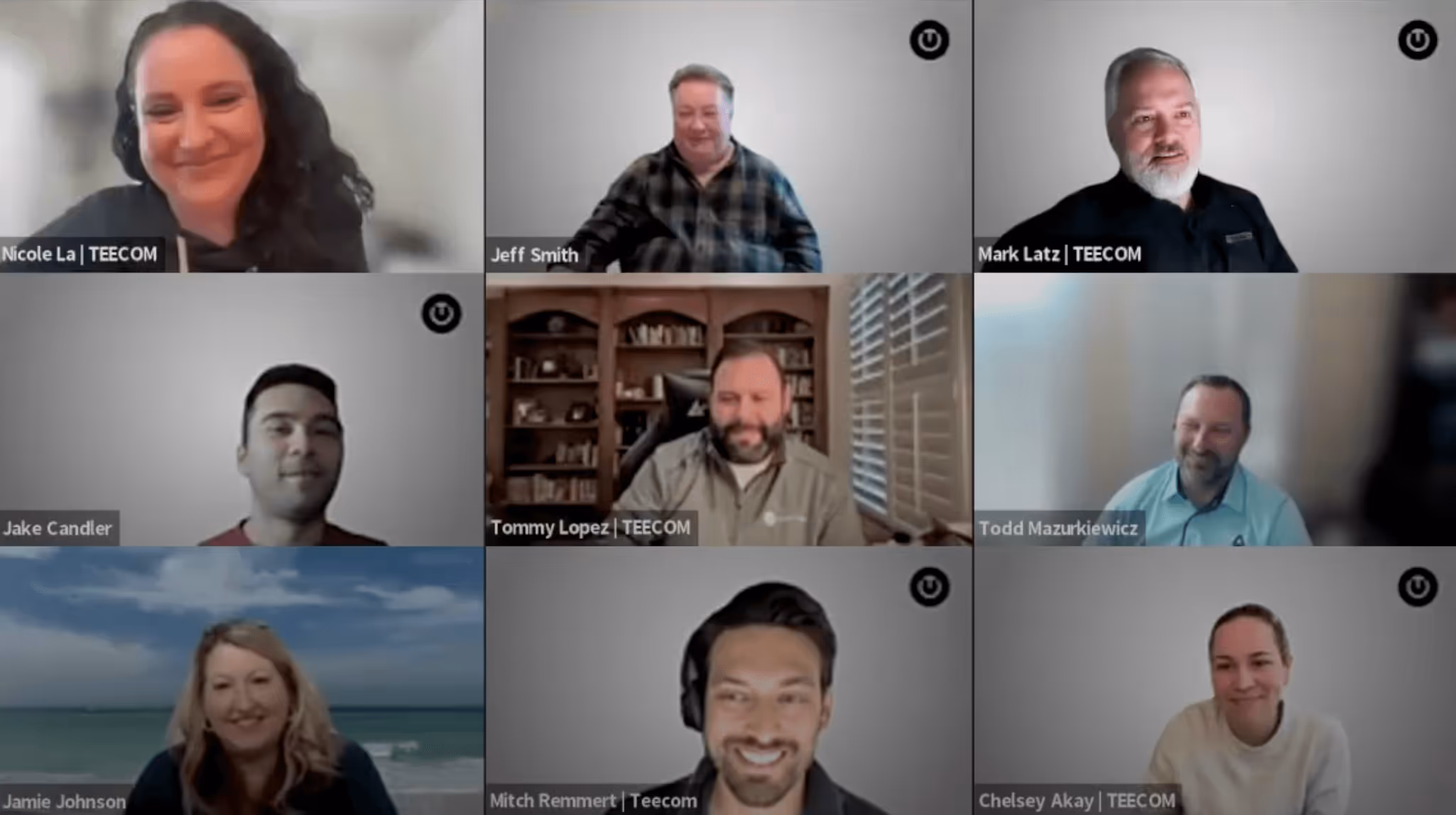 A screenshot of a TEECOM Zoom call