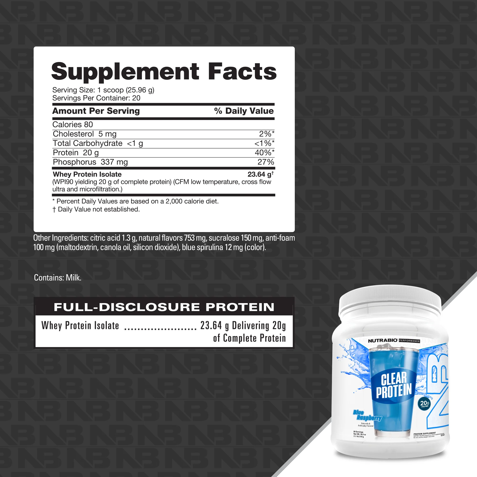 Product nutrition and supplement facts