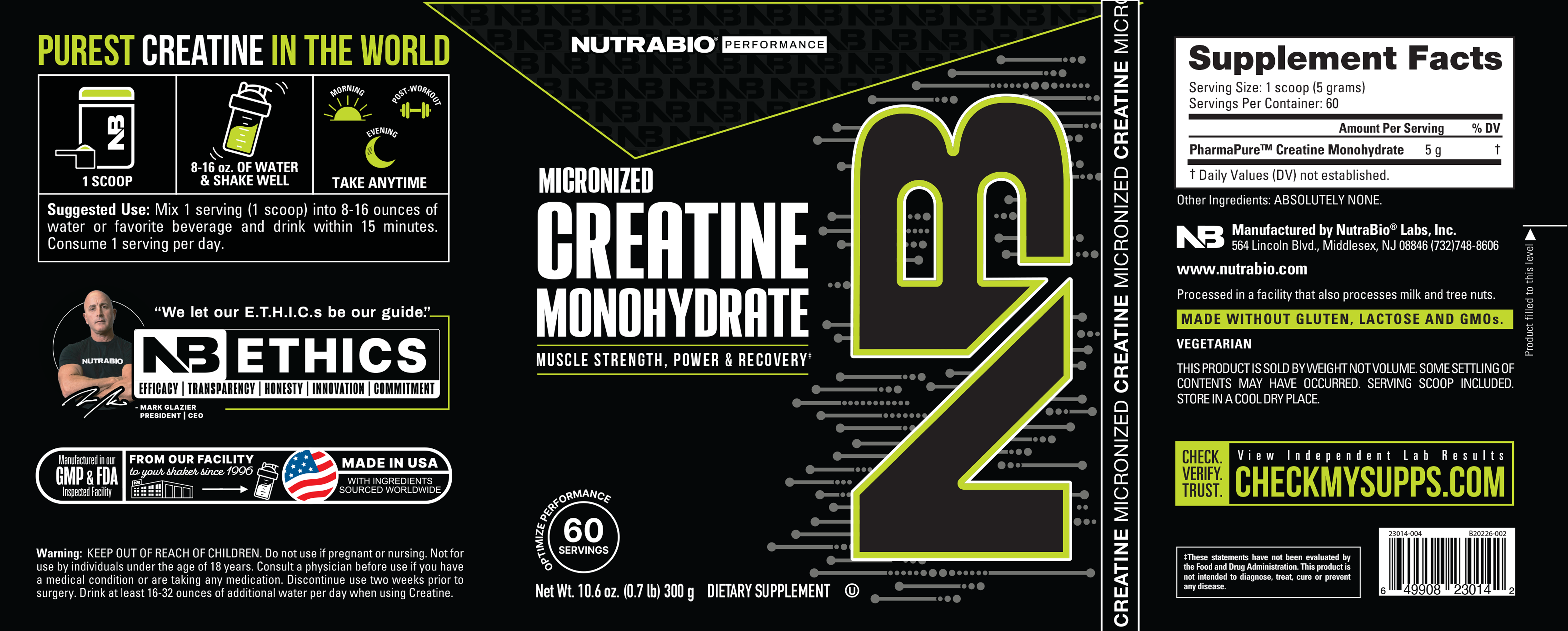 Product nutrition and supplement facts