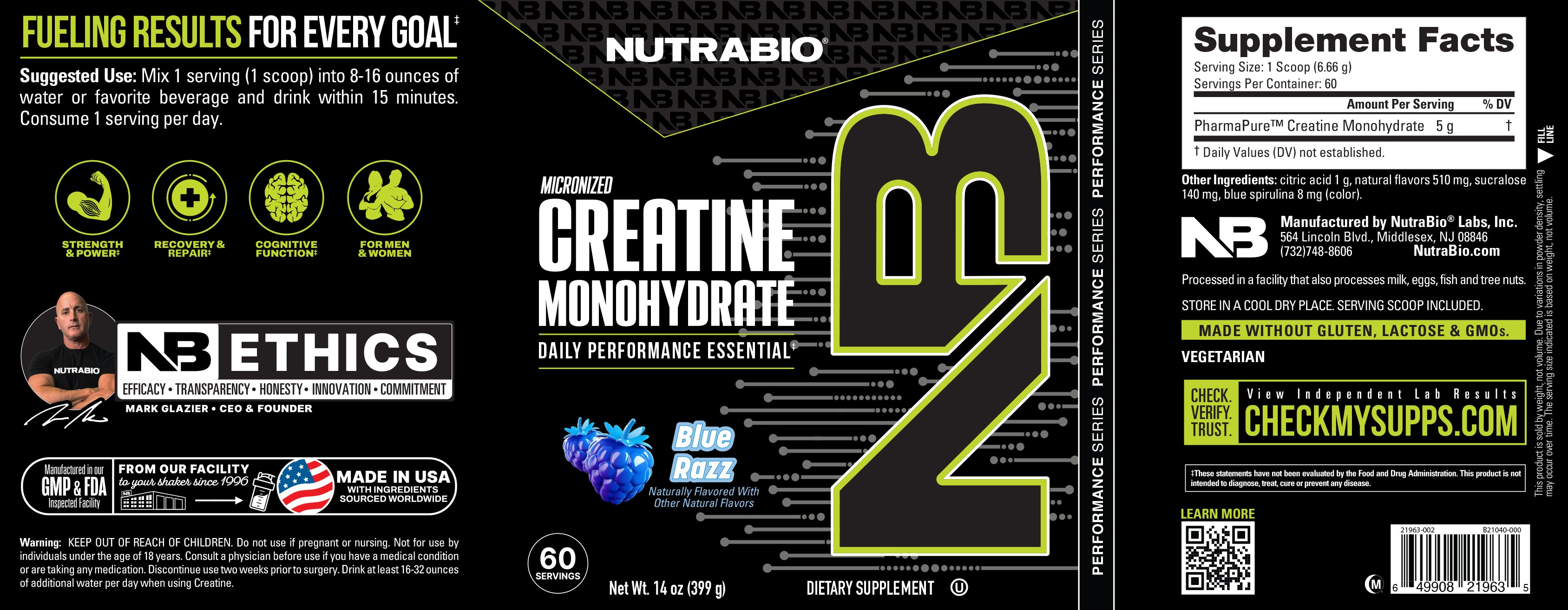 Product nutrition and supplement facts