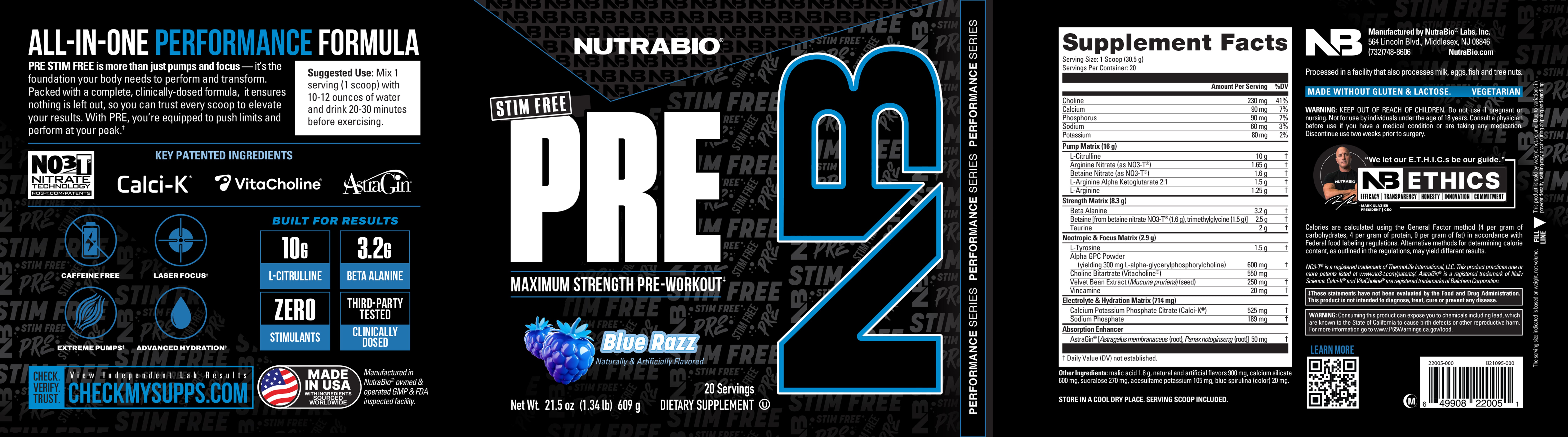 Product nutrition and supplement facts