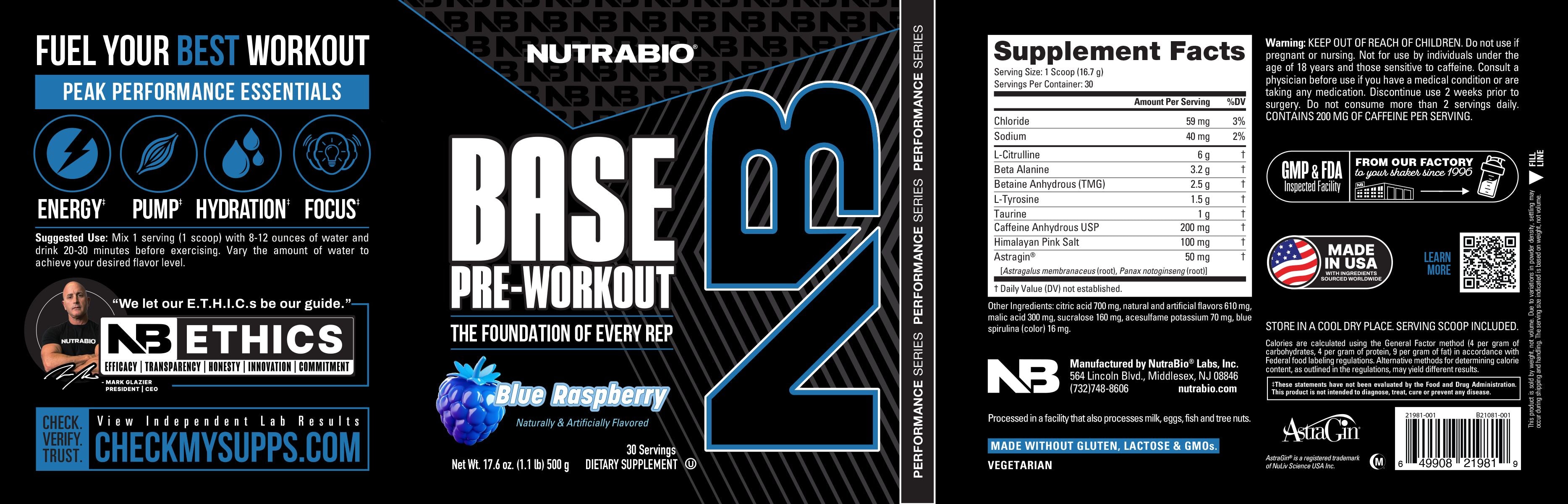 Product nutrition and supplement facts