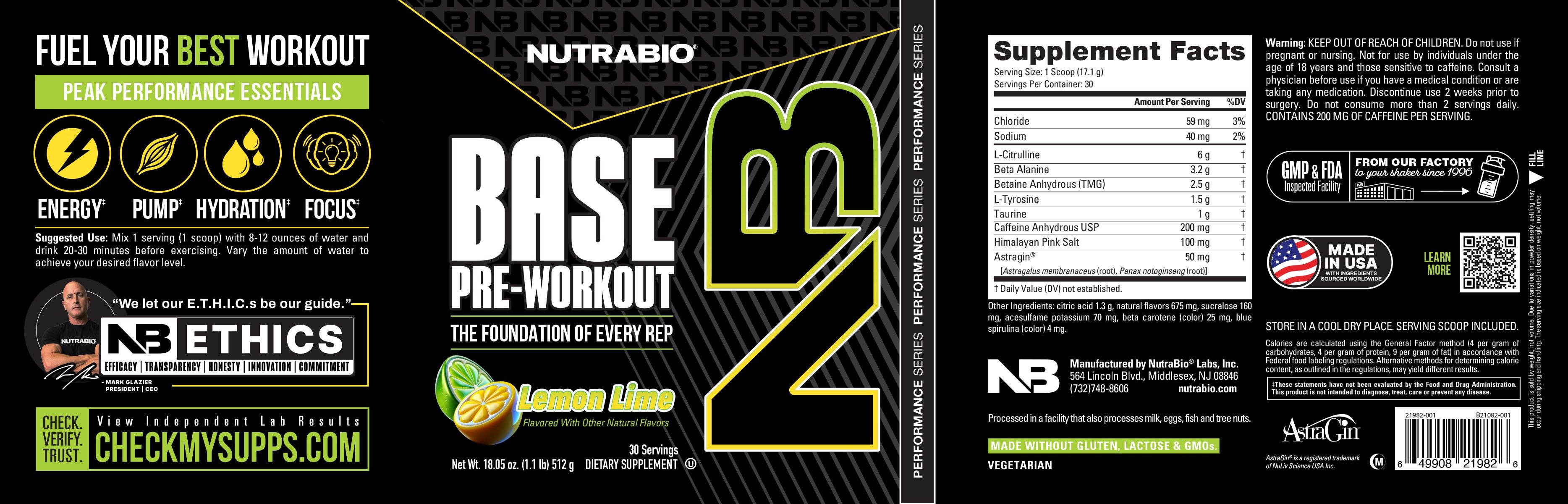 Product nutrition and supplement facts