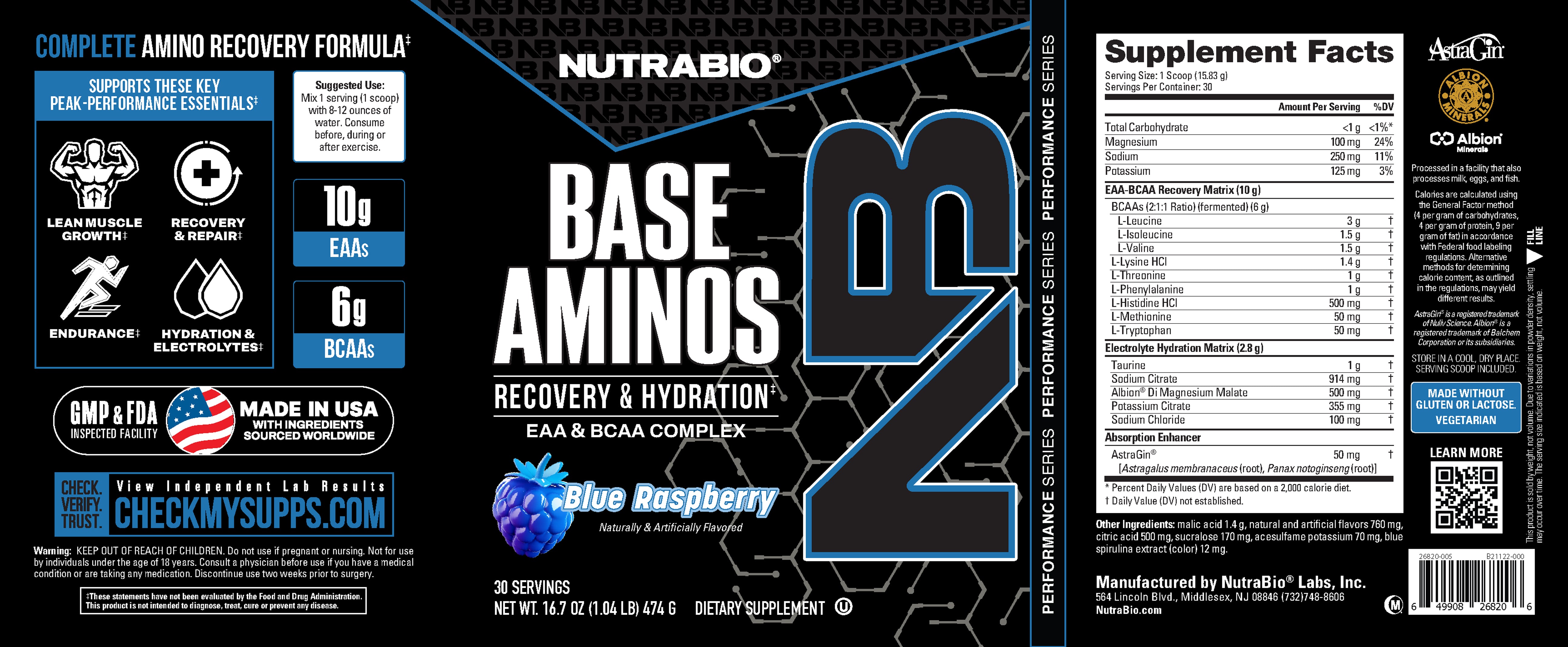 Product nutrition and supplement facts