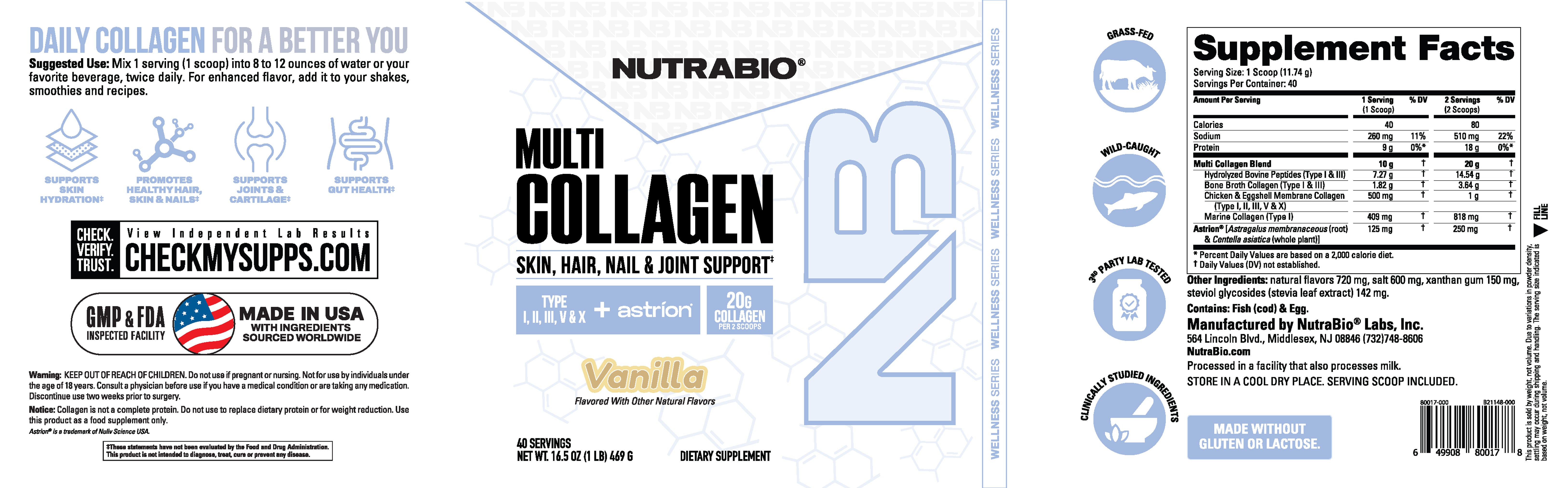Product nutrition and supplement facts