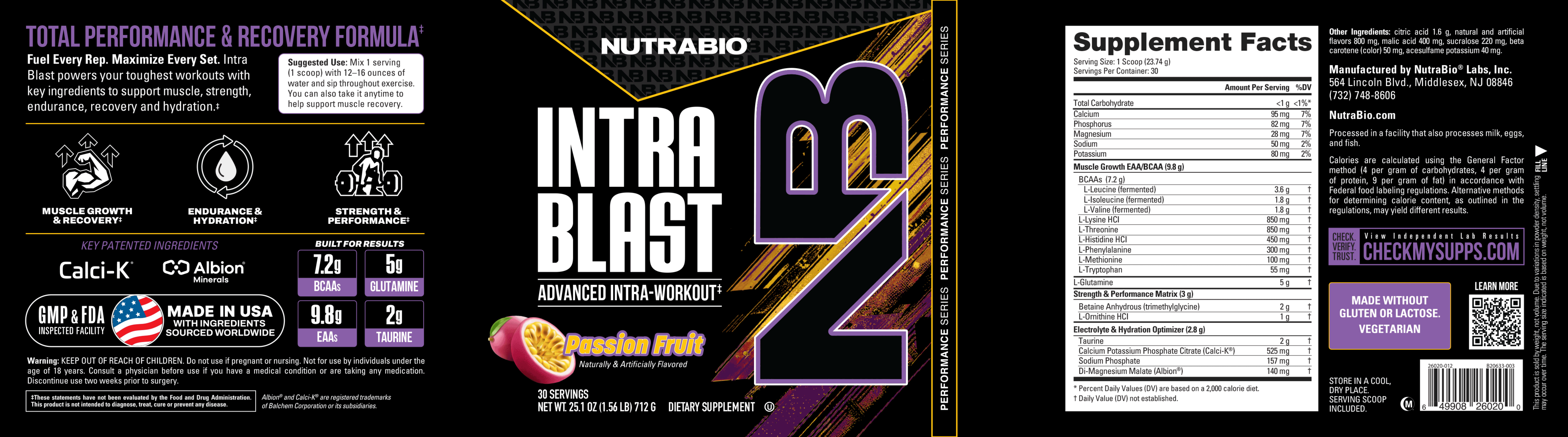 Product nutrition and supplement facts