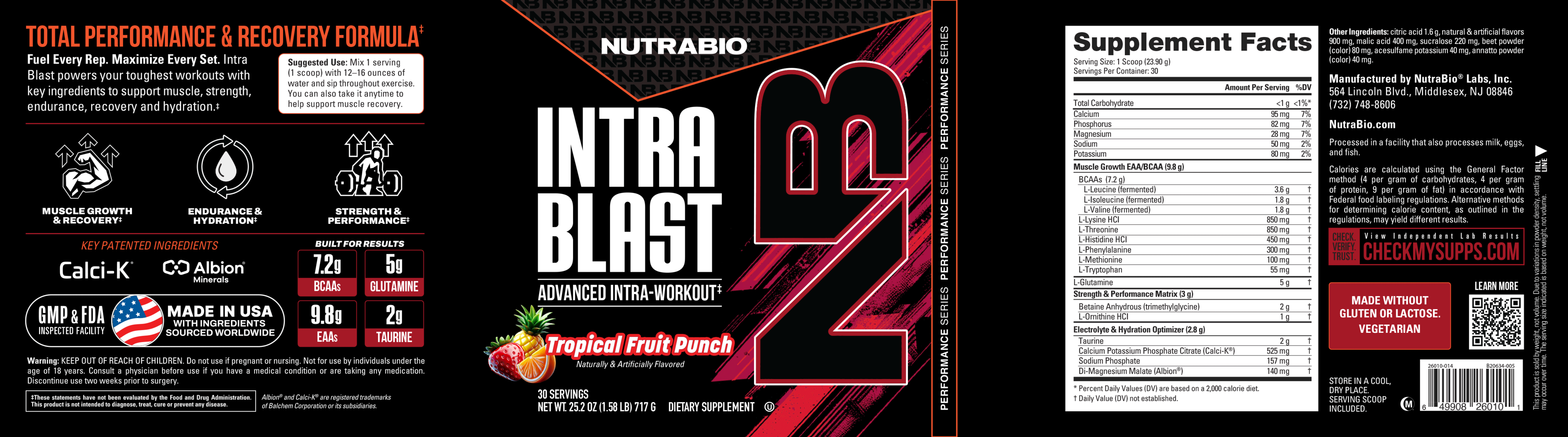 Product nutrition and supplement facts