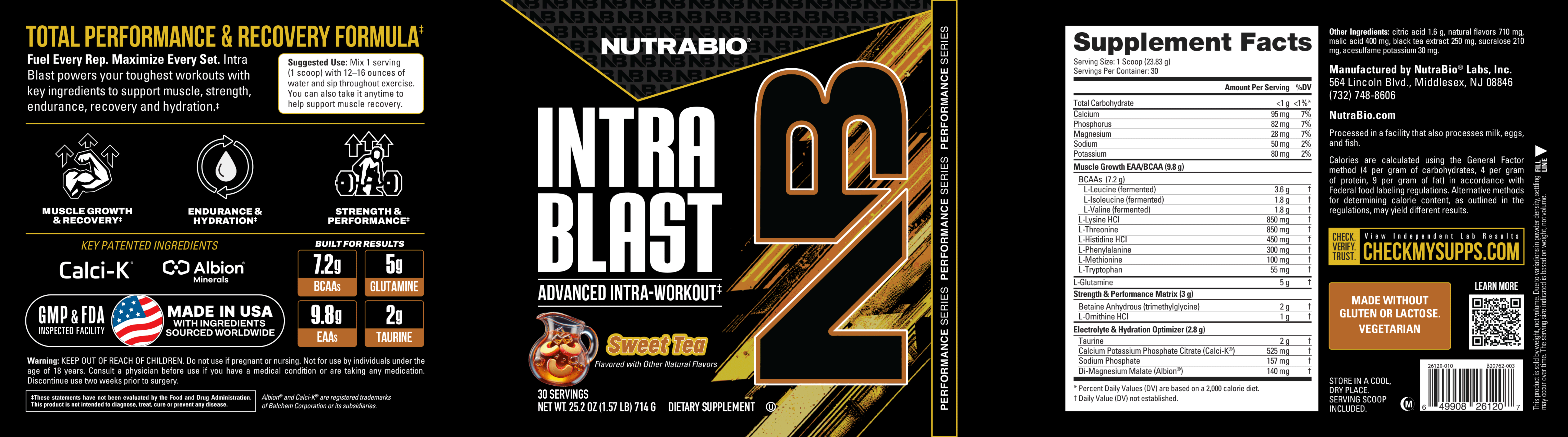 Product nutrition and supplement facts