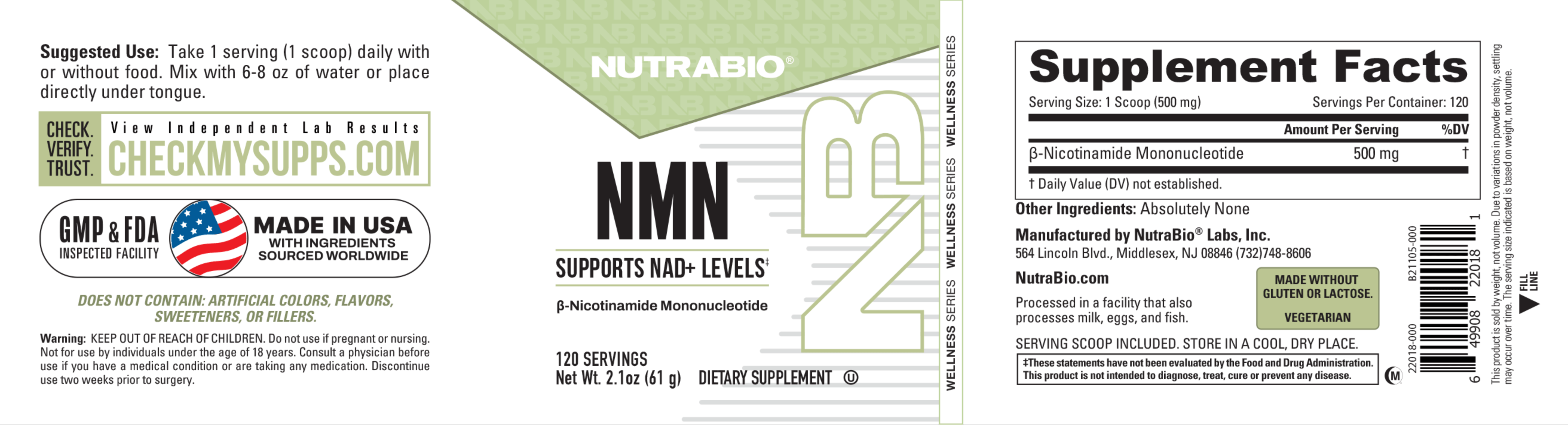 Product nutrition and supplement facts