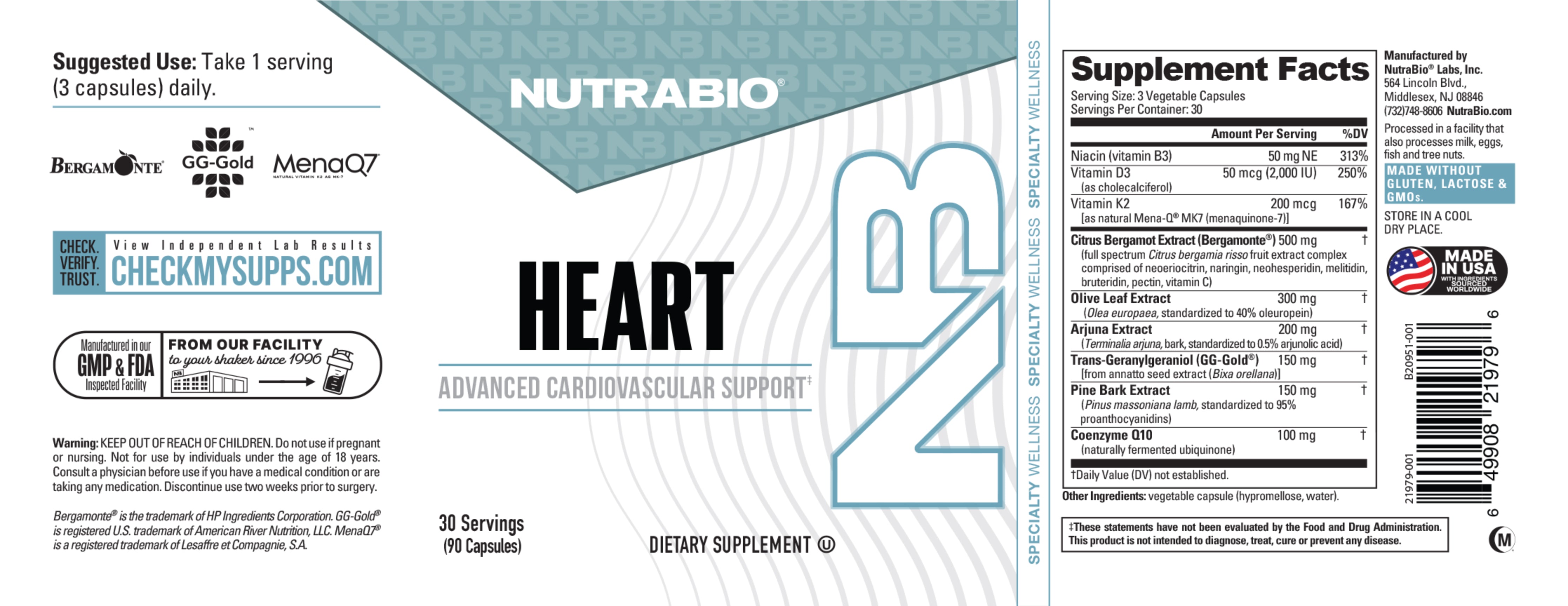 Product nutrition and supplement facts