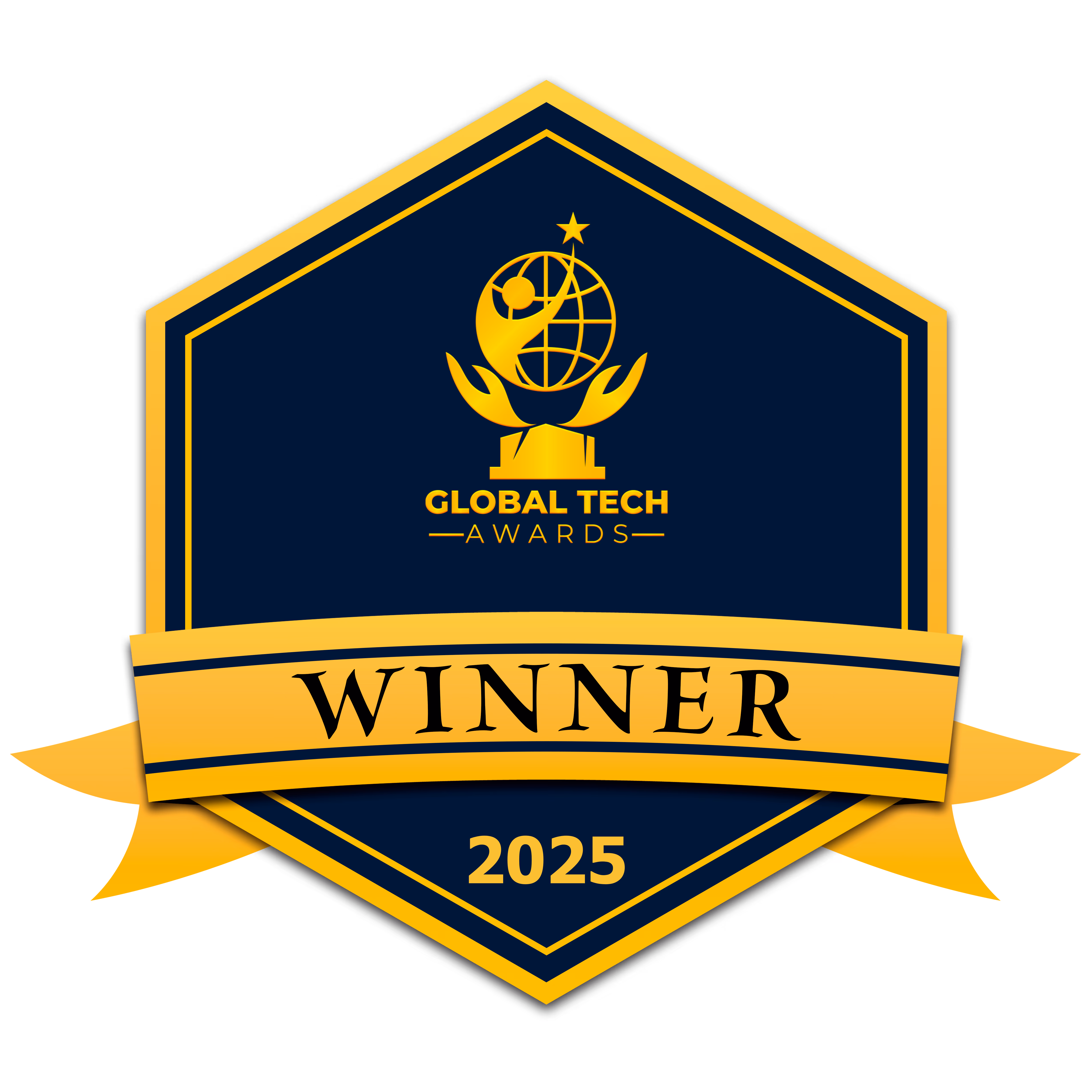 The global tech awards winner badge.