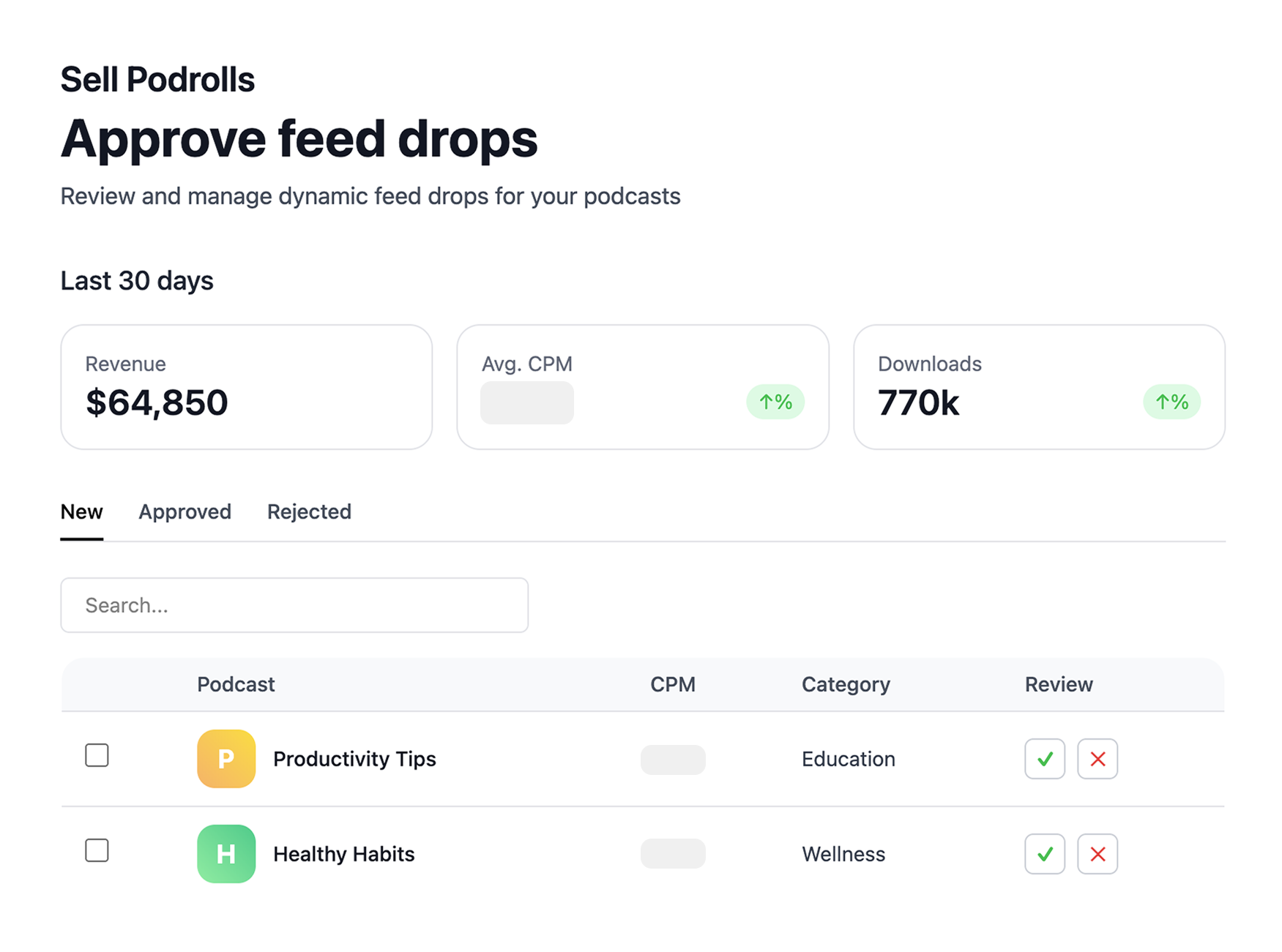 Dashboard mockup