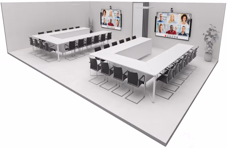 Videokonferenzsystem für teilbare Besprechungsräume