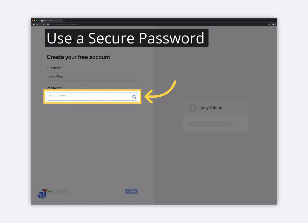 what is airtable sign up for free using secure password image