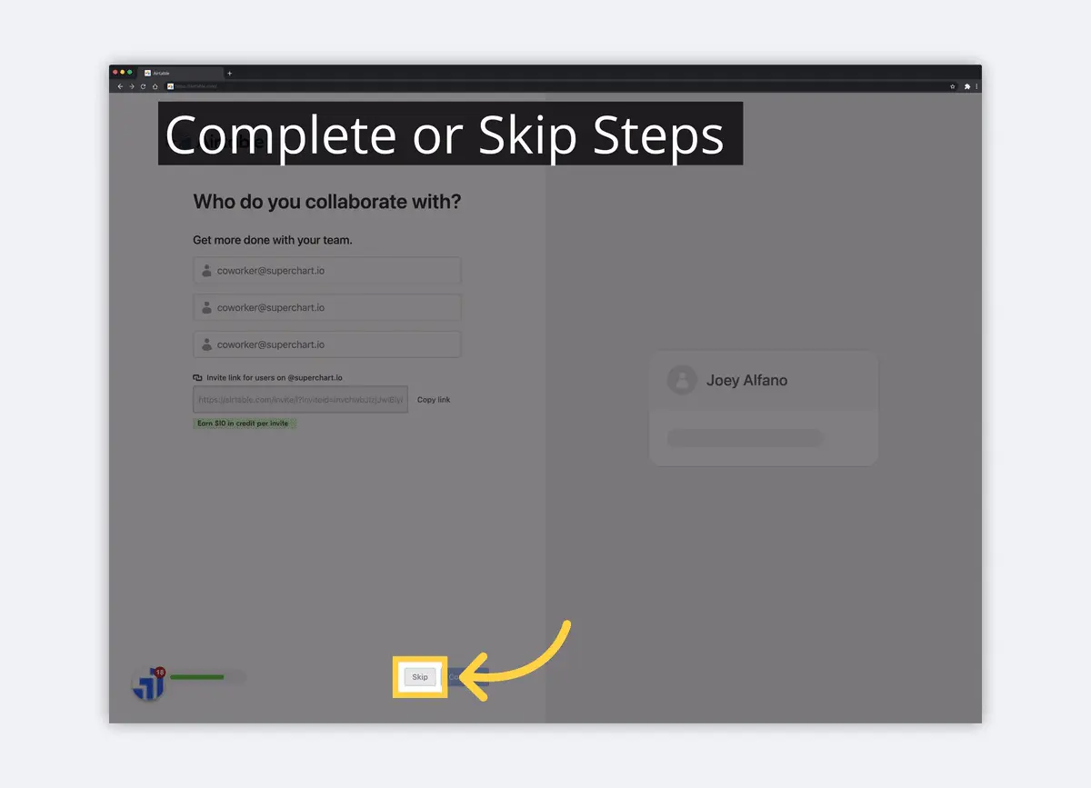 what is airtable sign up for free skip steps image