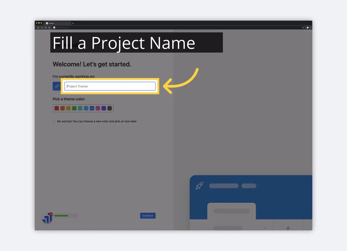 what is airtable sign up for free fill project name image