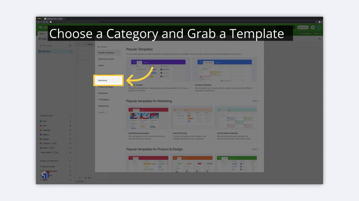 what is airtable choose base template image