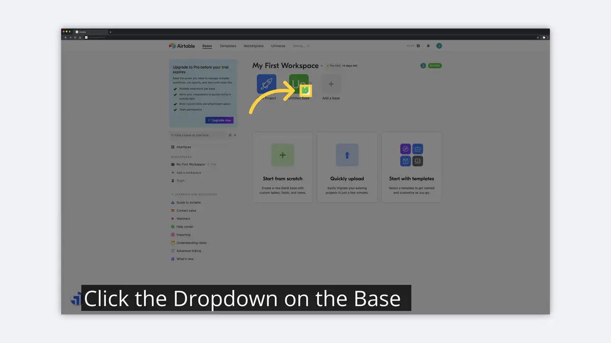 what is airtable base dropdown image