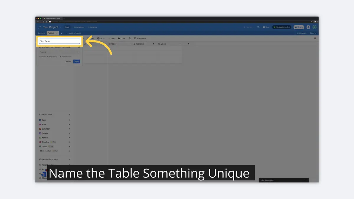 what is airtable name empty table image