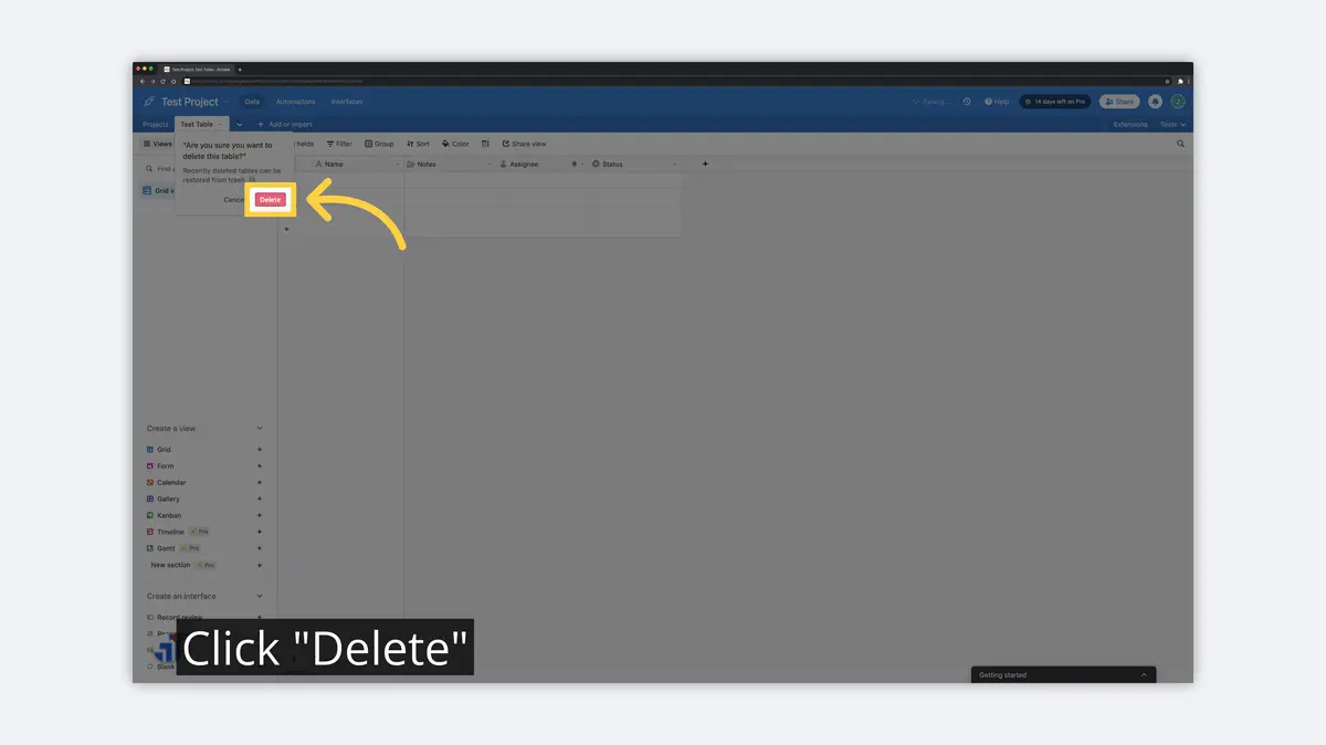 what is airtable confirm table delete image