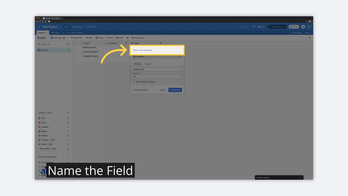 what is airtable name field image