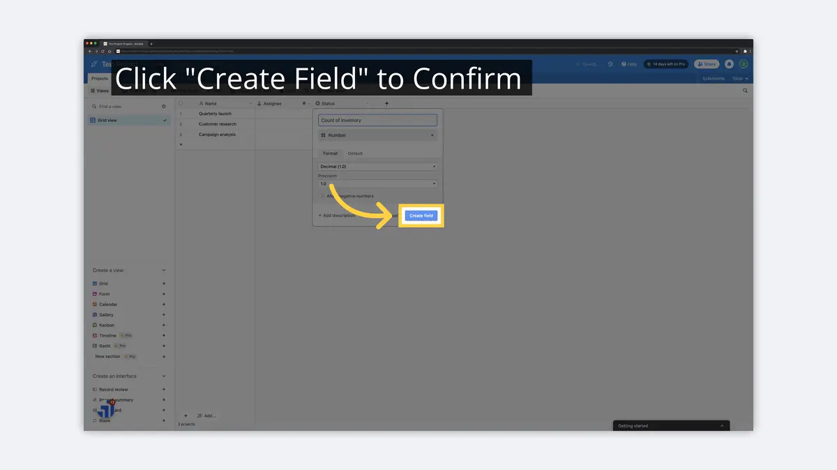 what is airtable confirm field creation image