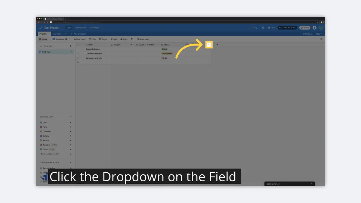 what is airtable field dropdown image