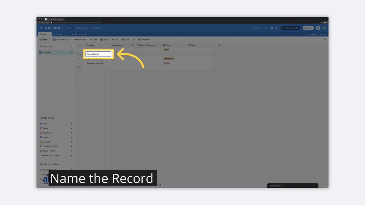 what is airtable name new record image